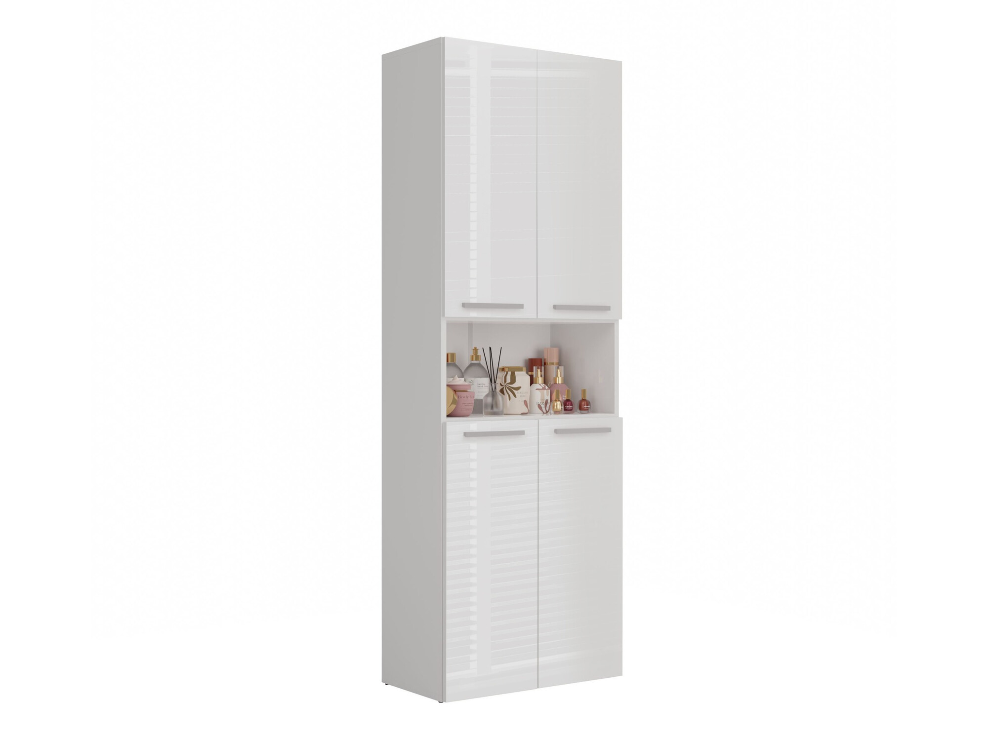 Armoire de bain indépendante Nolmaru 103 (Blanc + Blanc brillant)