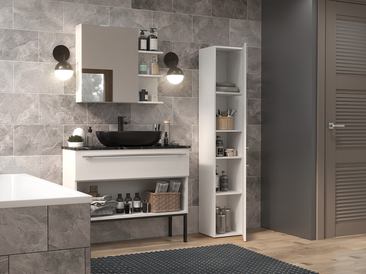 Armoire de bain indépendante Nolmaru 105 (Blanc)