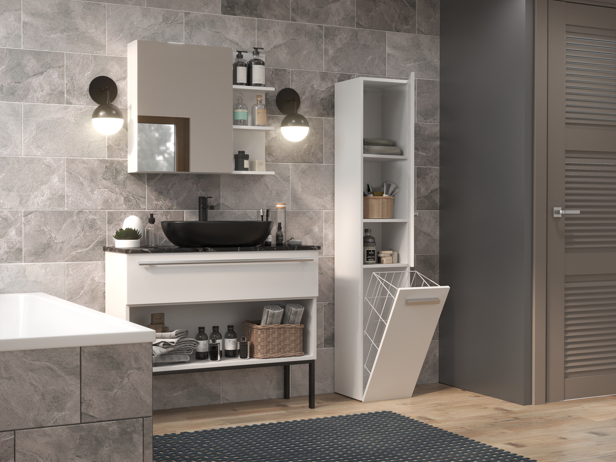 Armoire de bain à poser Nolmaru 107 (Blanc)