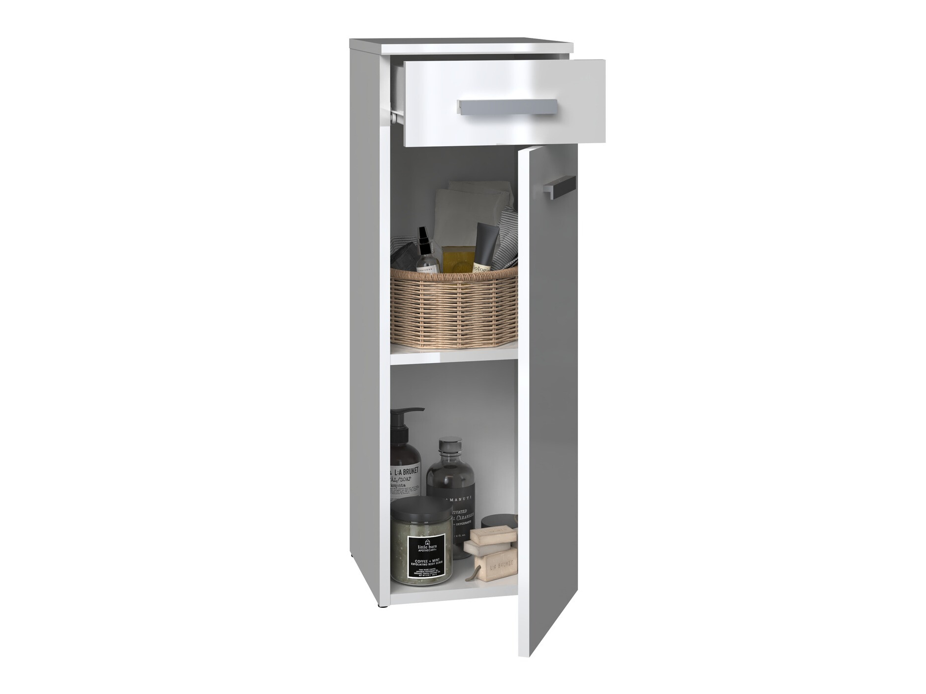 Armoire de bain à poser Nolmaru 109 (Blanc + Blanc brillant)