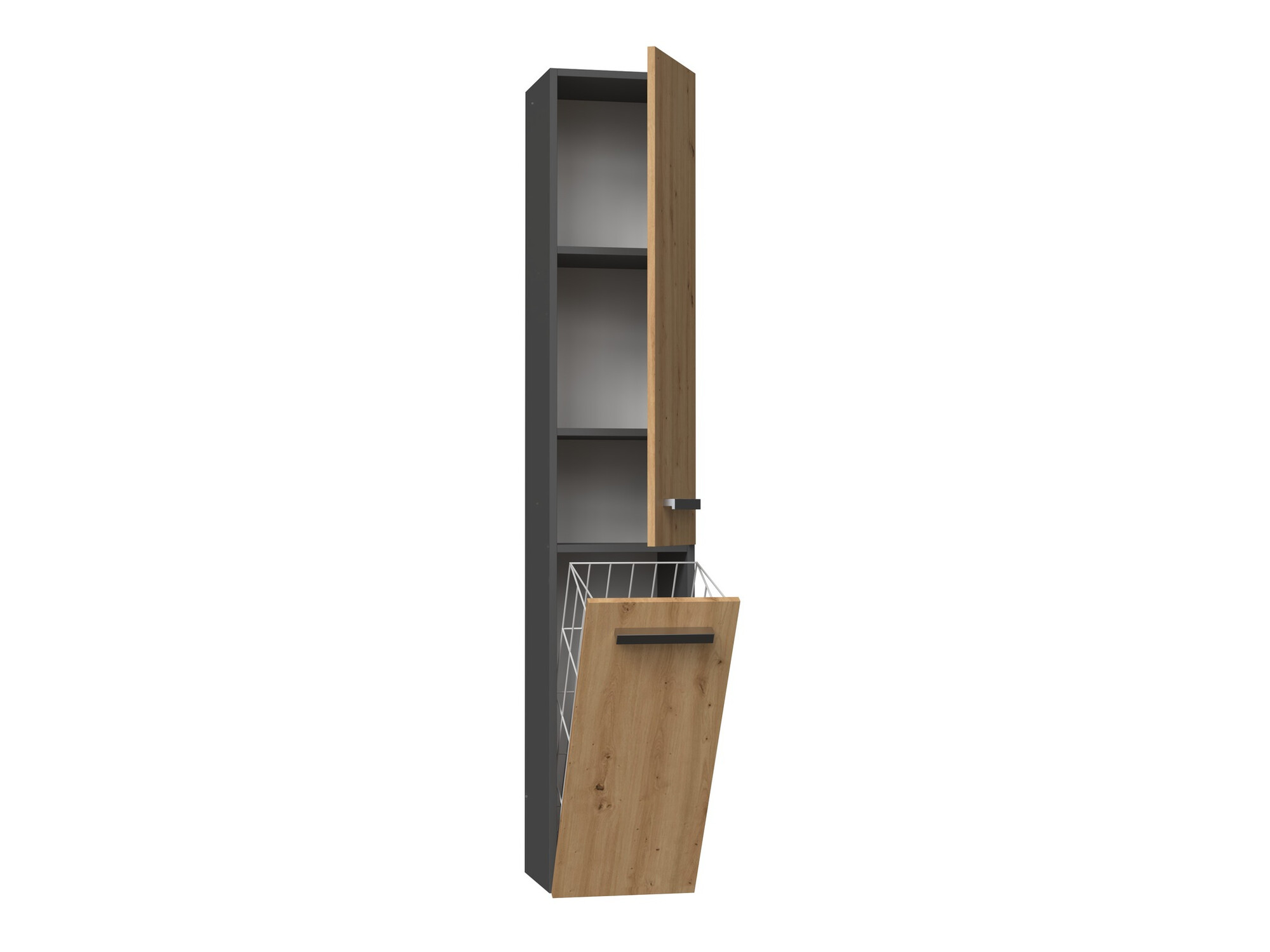 Armoire de bain indépendante Nolmaru 107 (Anthracite + Chêne Artisan)