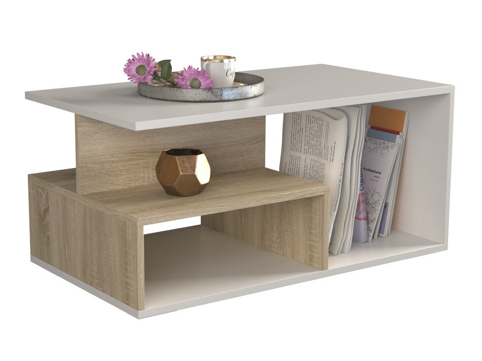 Table basse Mandeville 166 (Blanc + Sonoma chêne)