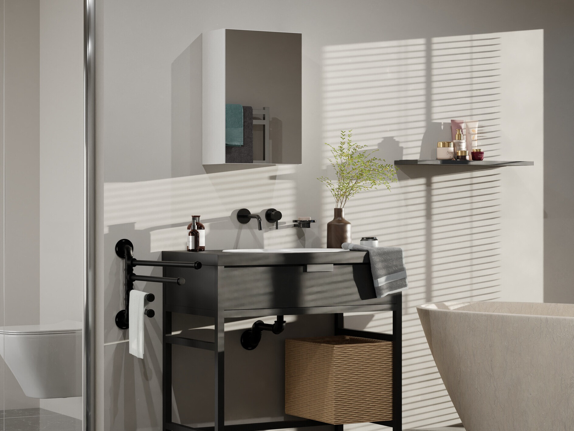 Armoire à miroir de salle de bains Balelbo 100 (Blanc)