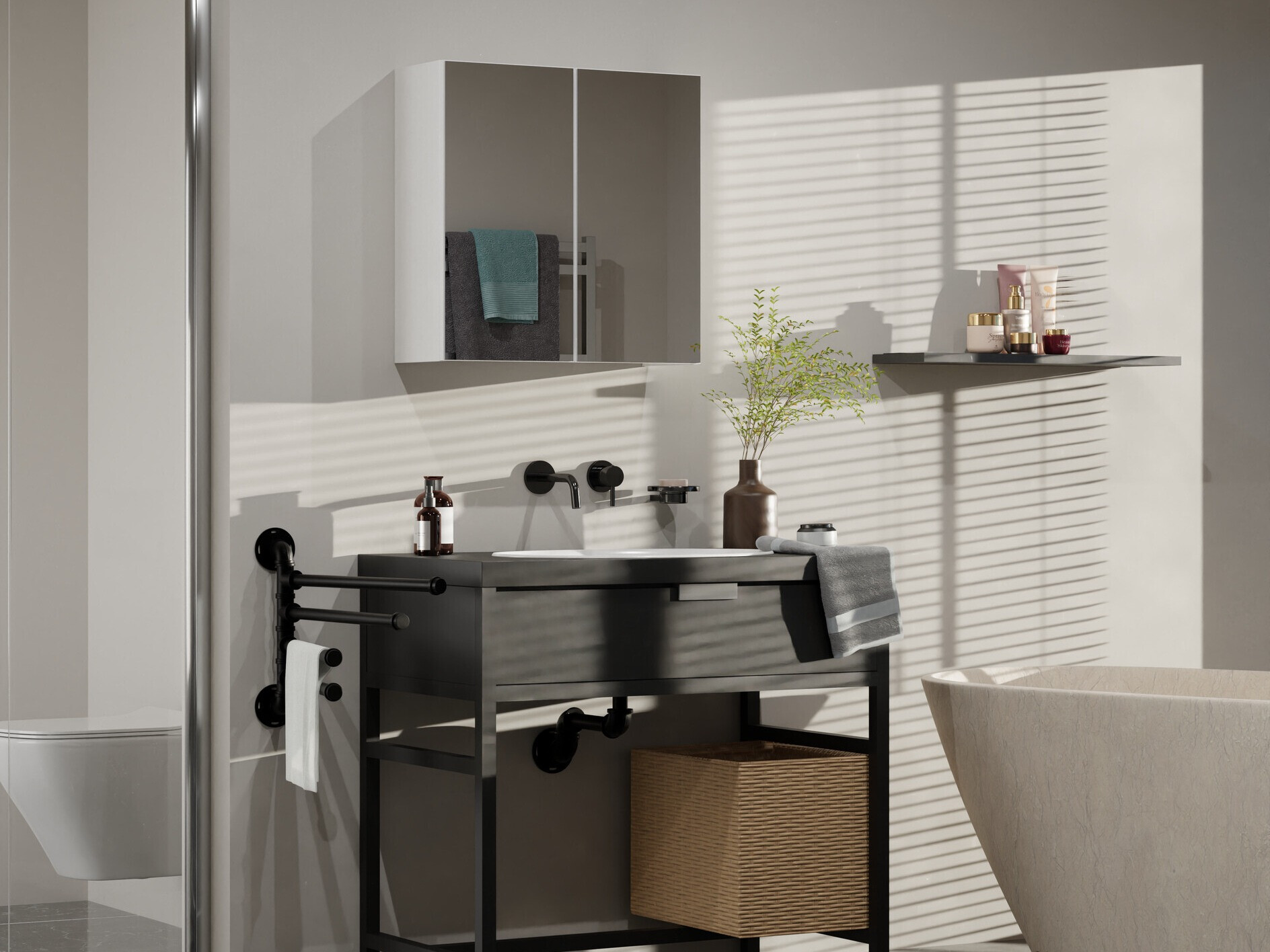 Armoire à miroir de salle de bains Balelbo 101 (Blanc)