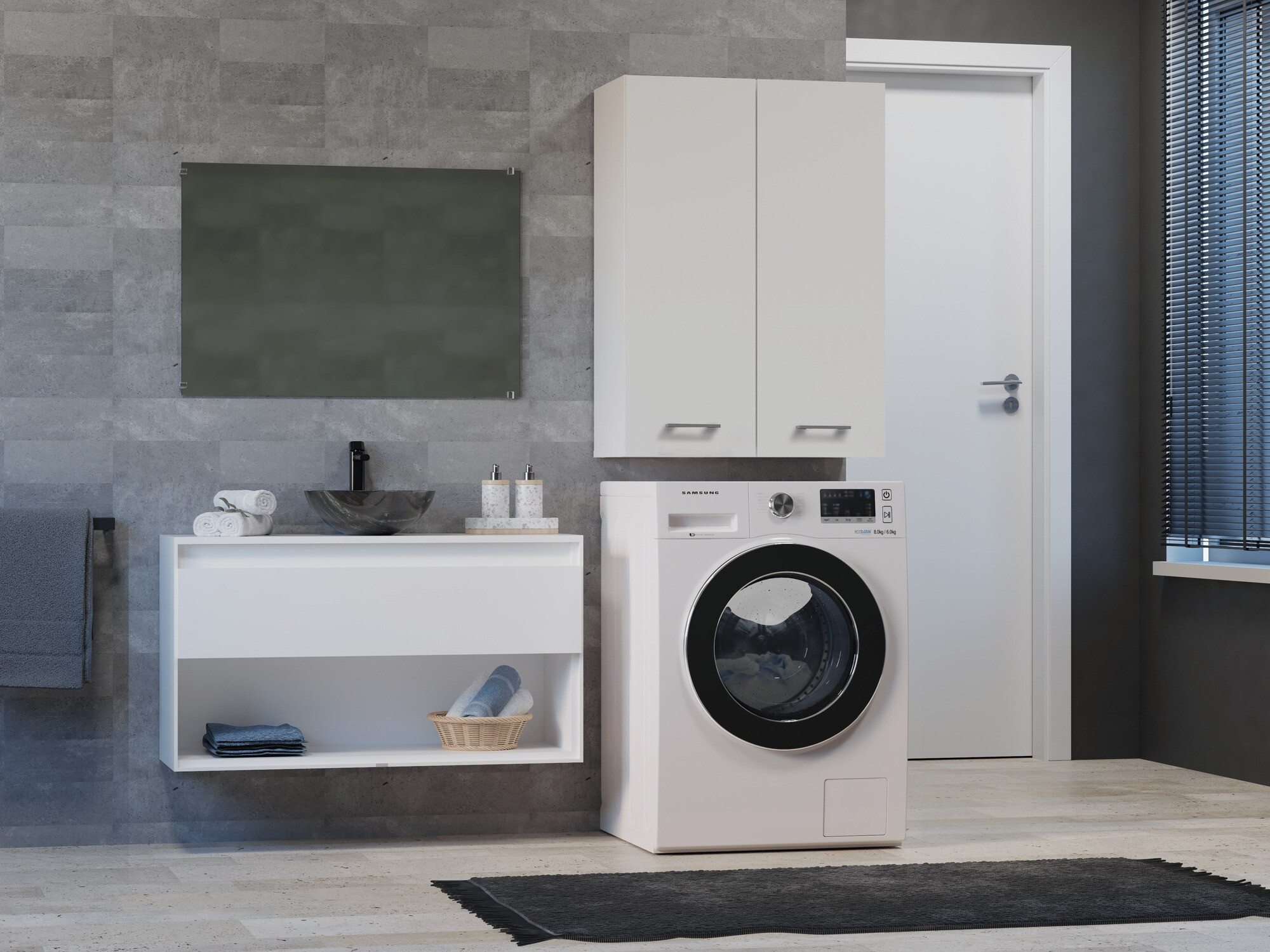 Armoire de salle de bain murale Balelbo 105 (Blanc)