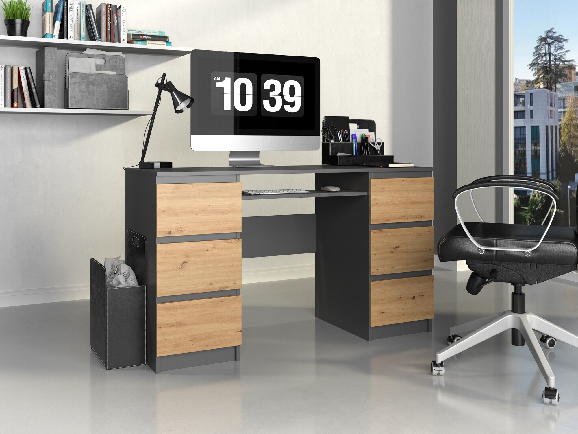 Bureau Mandeville 178 (Anthracite + Chêne Artisan)