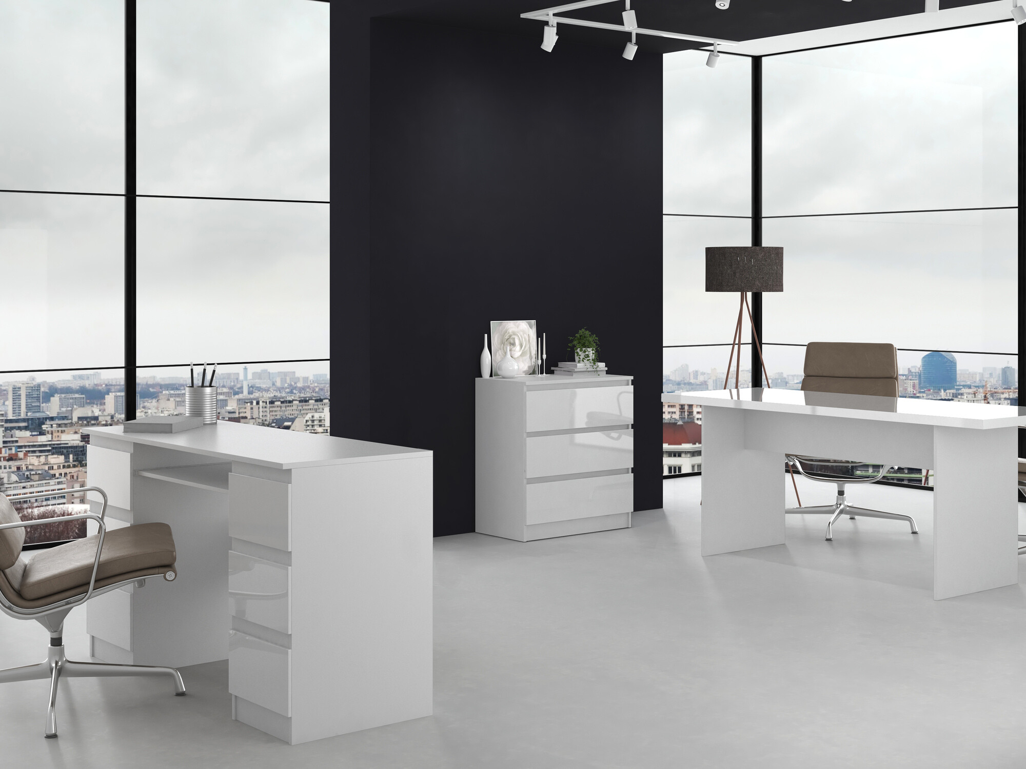 Commode Elbvelu 106 (Blanc brillant)