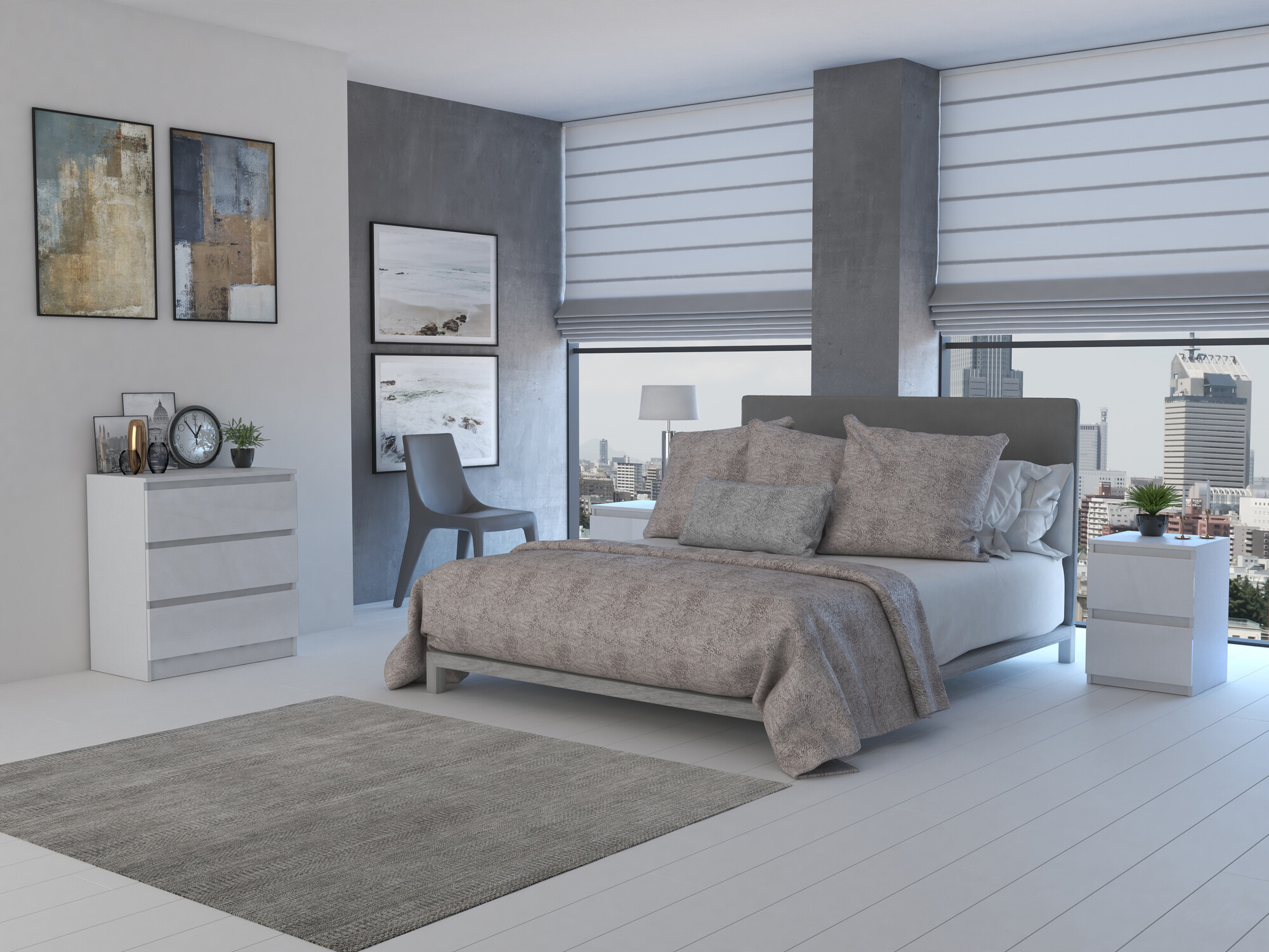 Commode Elbvelu 106 (Blanc brillant)