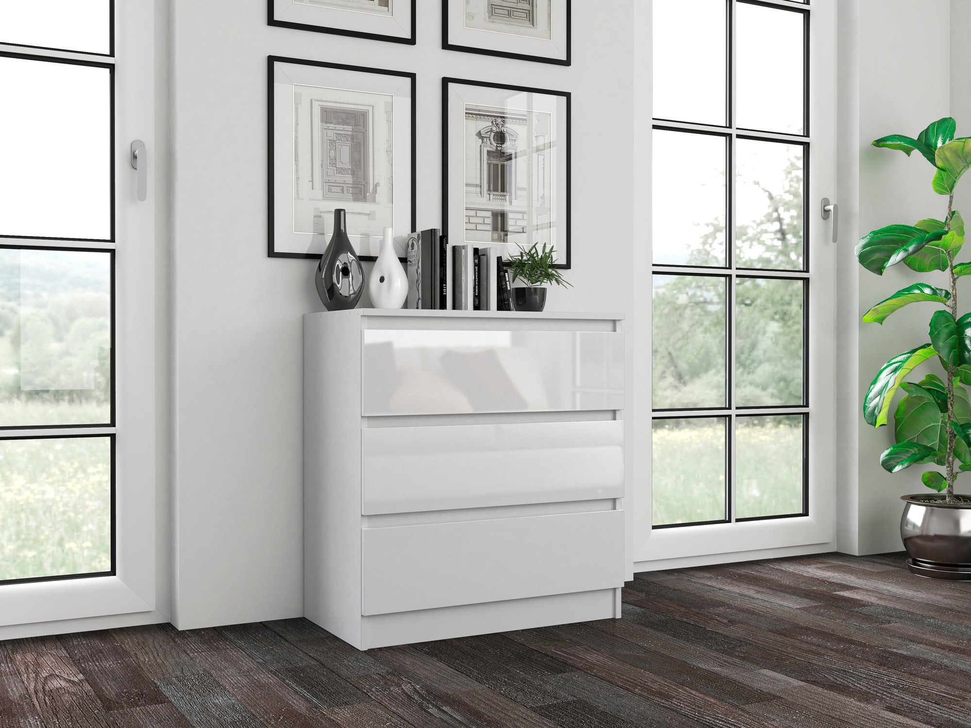 Commode Elbvelu 106 (Blanc brillant)