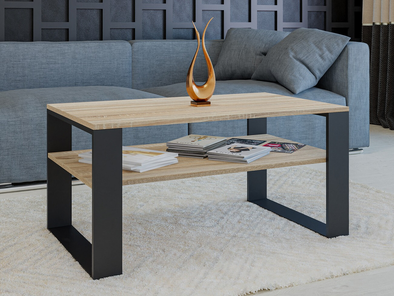 Table basse Mandeville 208 (Sonoma chêne + Noir)
