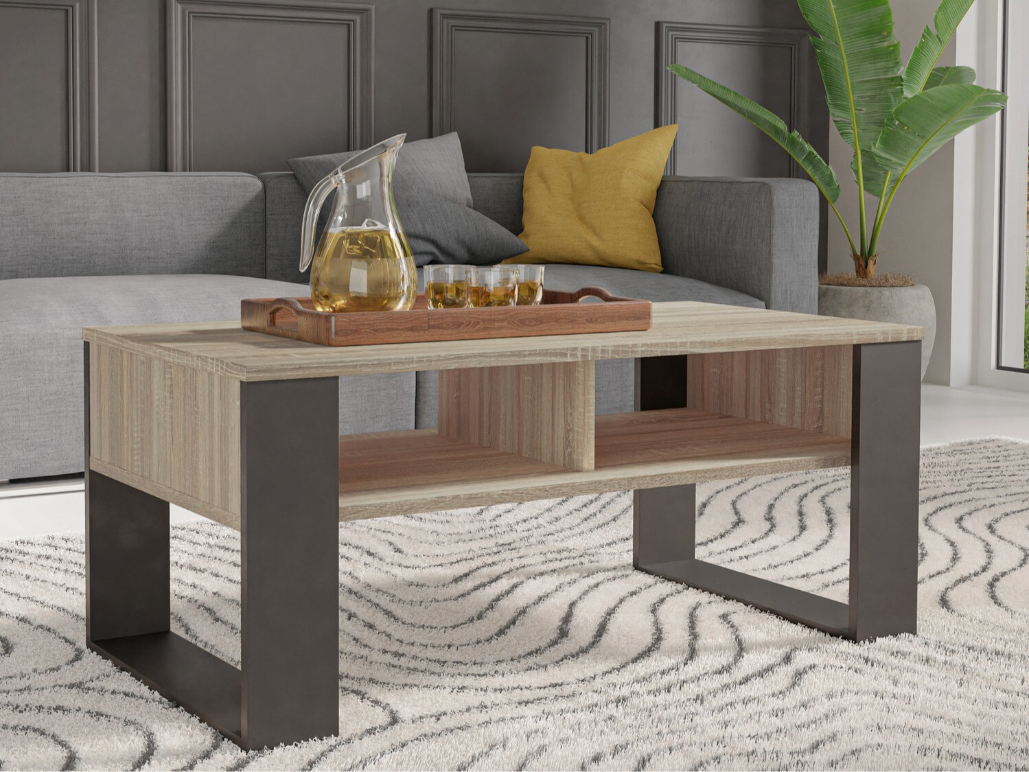 Table basse Mandeville 209 (Sonoma chêne + Noir)