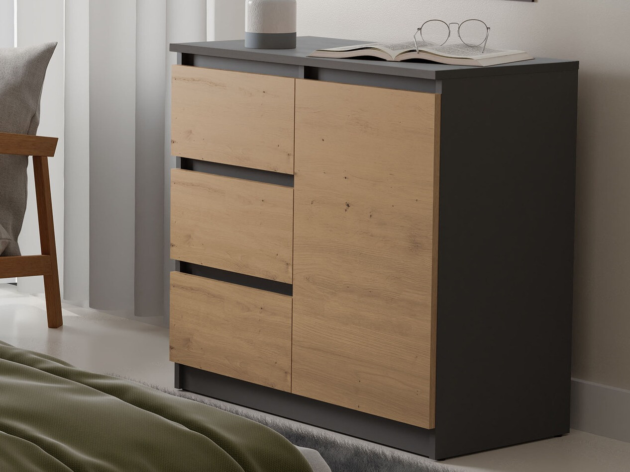 Commode Elbvelu 110 (Anthracite + Chêne Artisan)