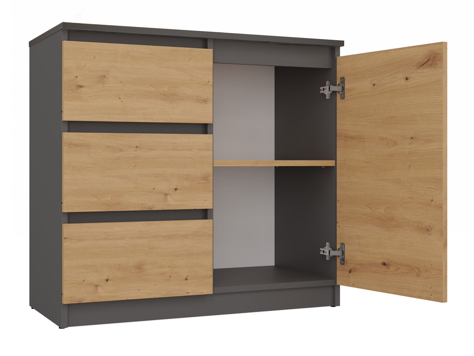 Commode Elbvelu 110 (Anthracite + Chêne Artisan)