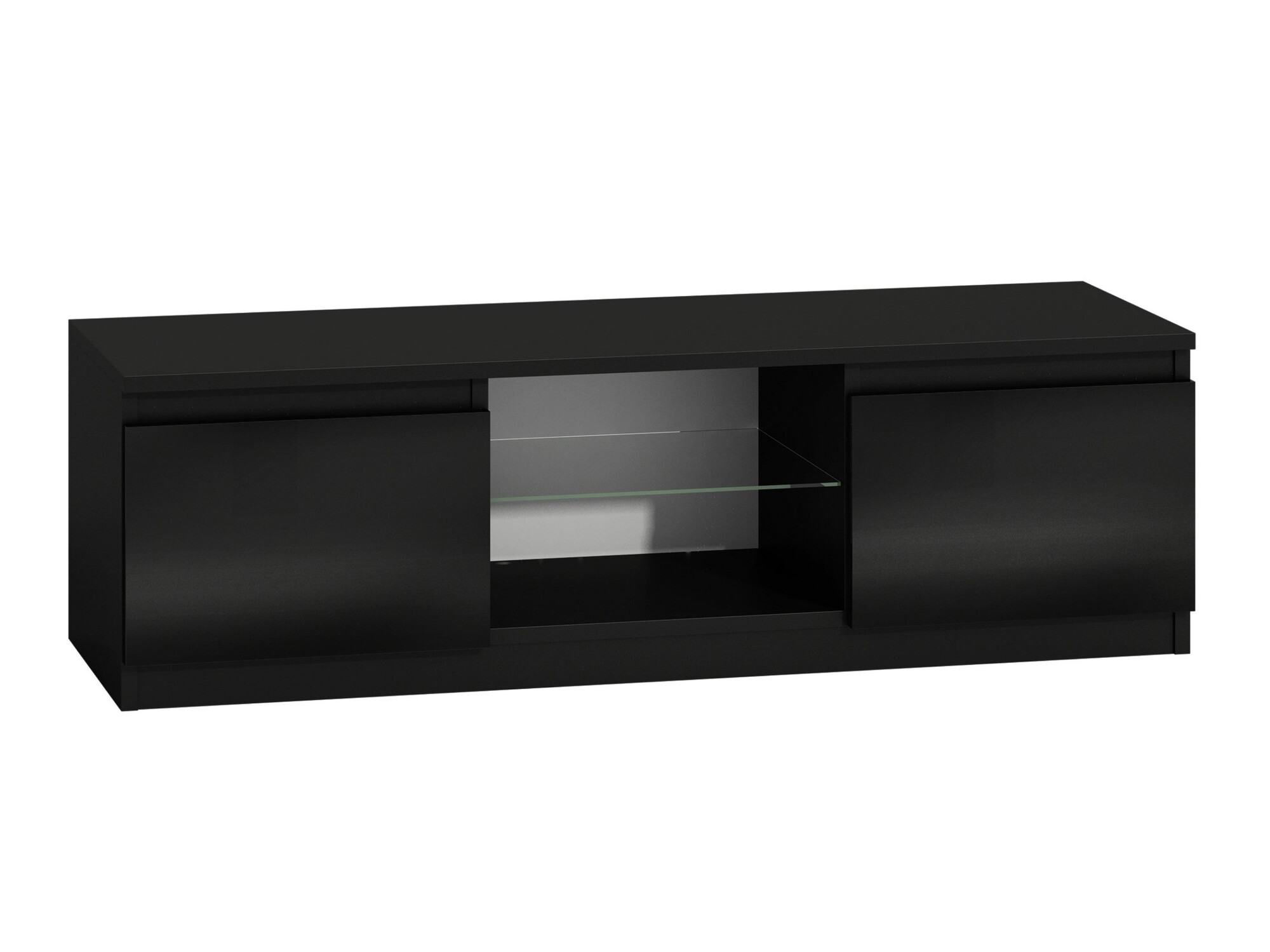 Meuble TV Elbvelu 124 (Noir + Noir brillant)