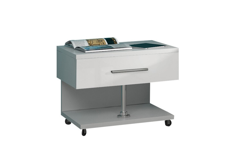 Table de chevet Campus (Blanc + Blanc brillant)