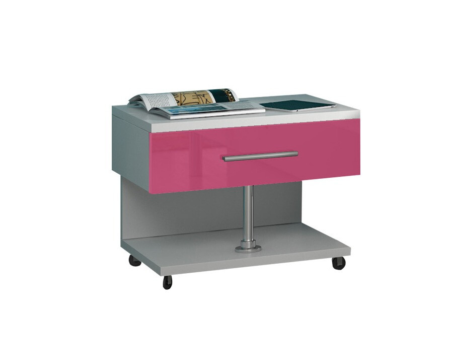Table de chevet Campus (Blanc + Rose brillant)