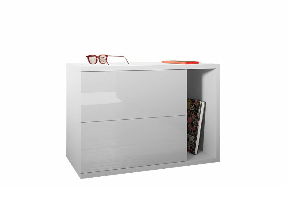 Table de chevet Hederos (Blanc + Blanc brillant)