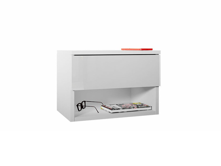 Table de chevet Papilix (Blanc + Blanc brillant)