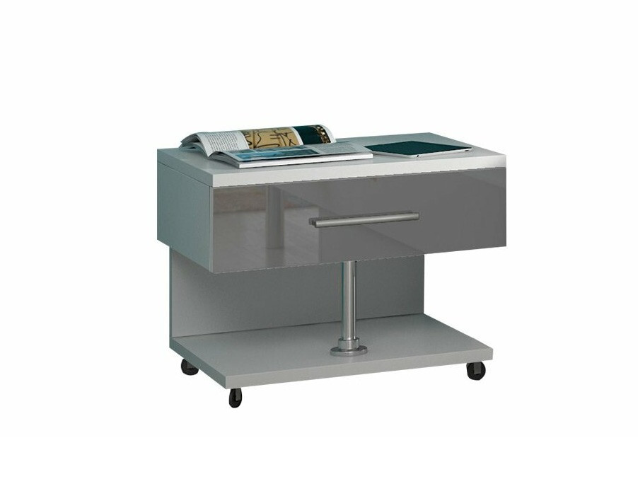 Table de chevet Salmere 103 (Blanc + Gris brillant)