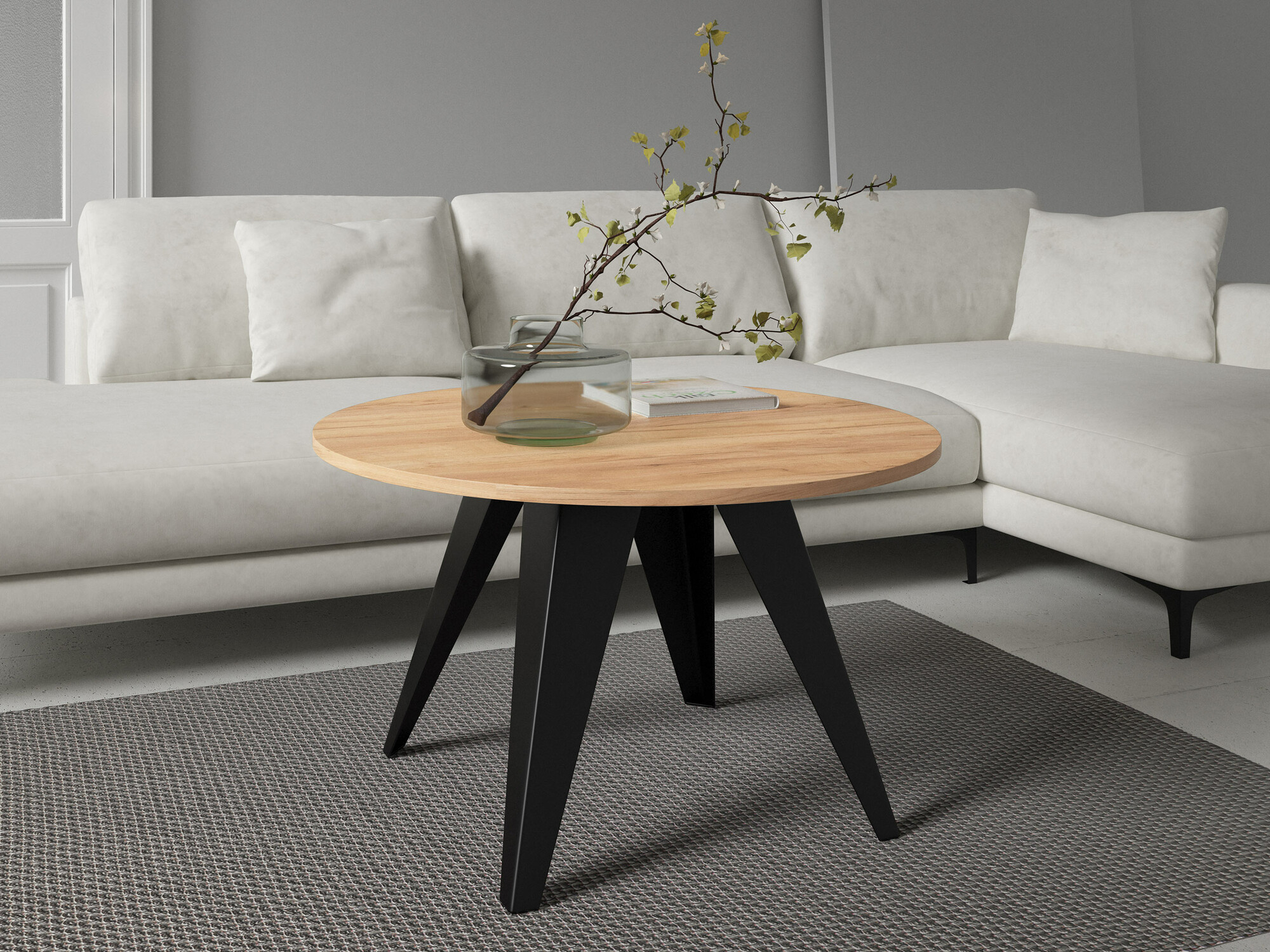 Table basse Oswego 116 (Noir + Chêne doré artisanal)