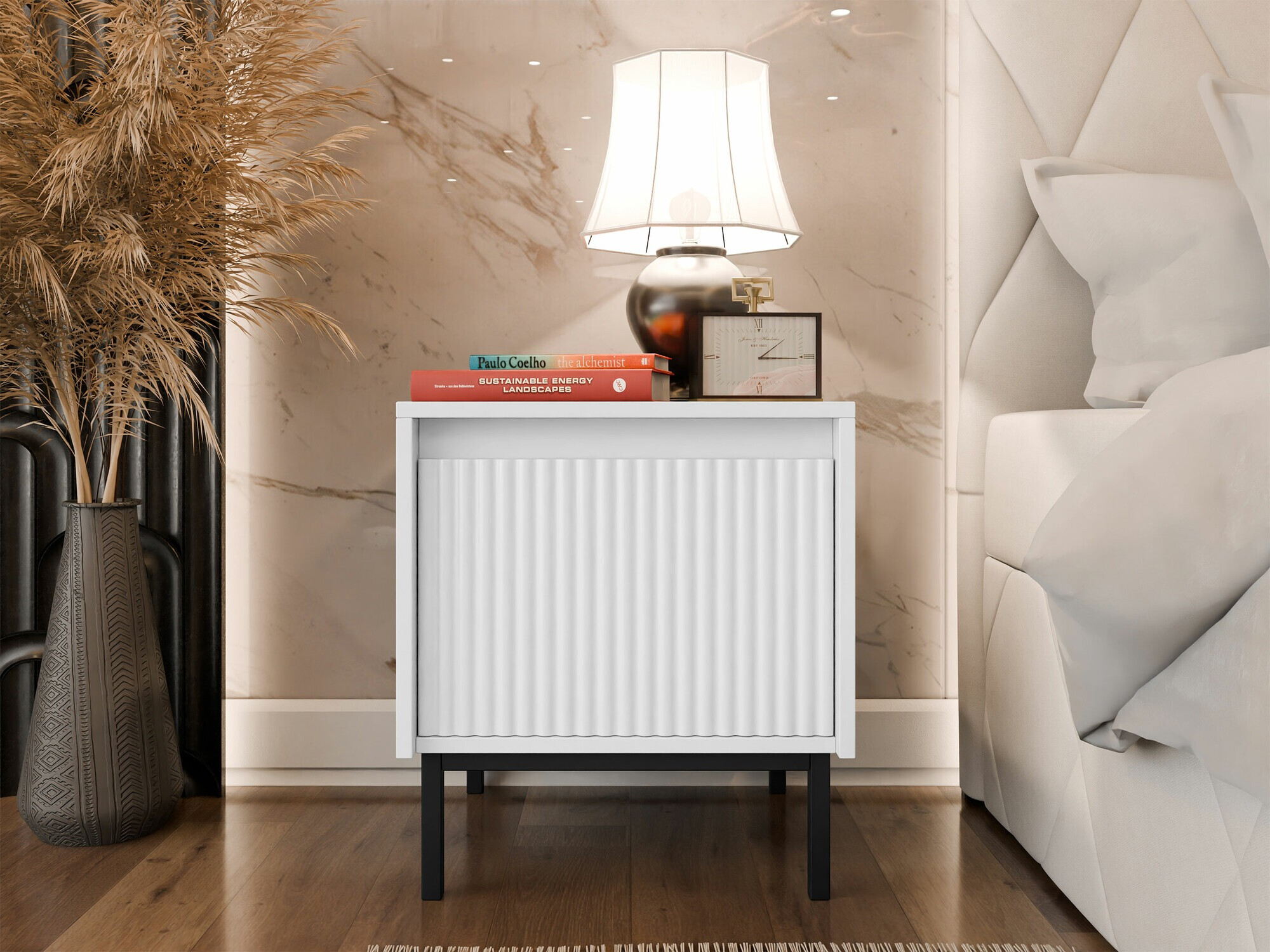 Table de chevet Comfivo Delruva (Blanc)