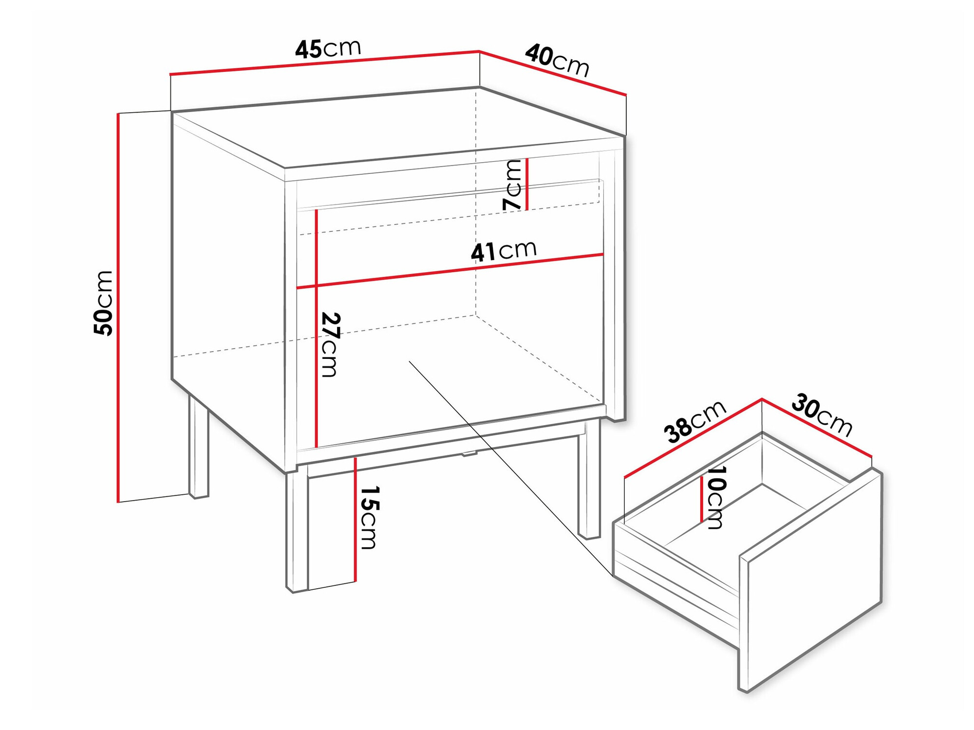 Table de chevet Comfivo Delruva (Blanc)