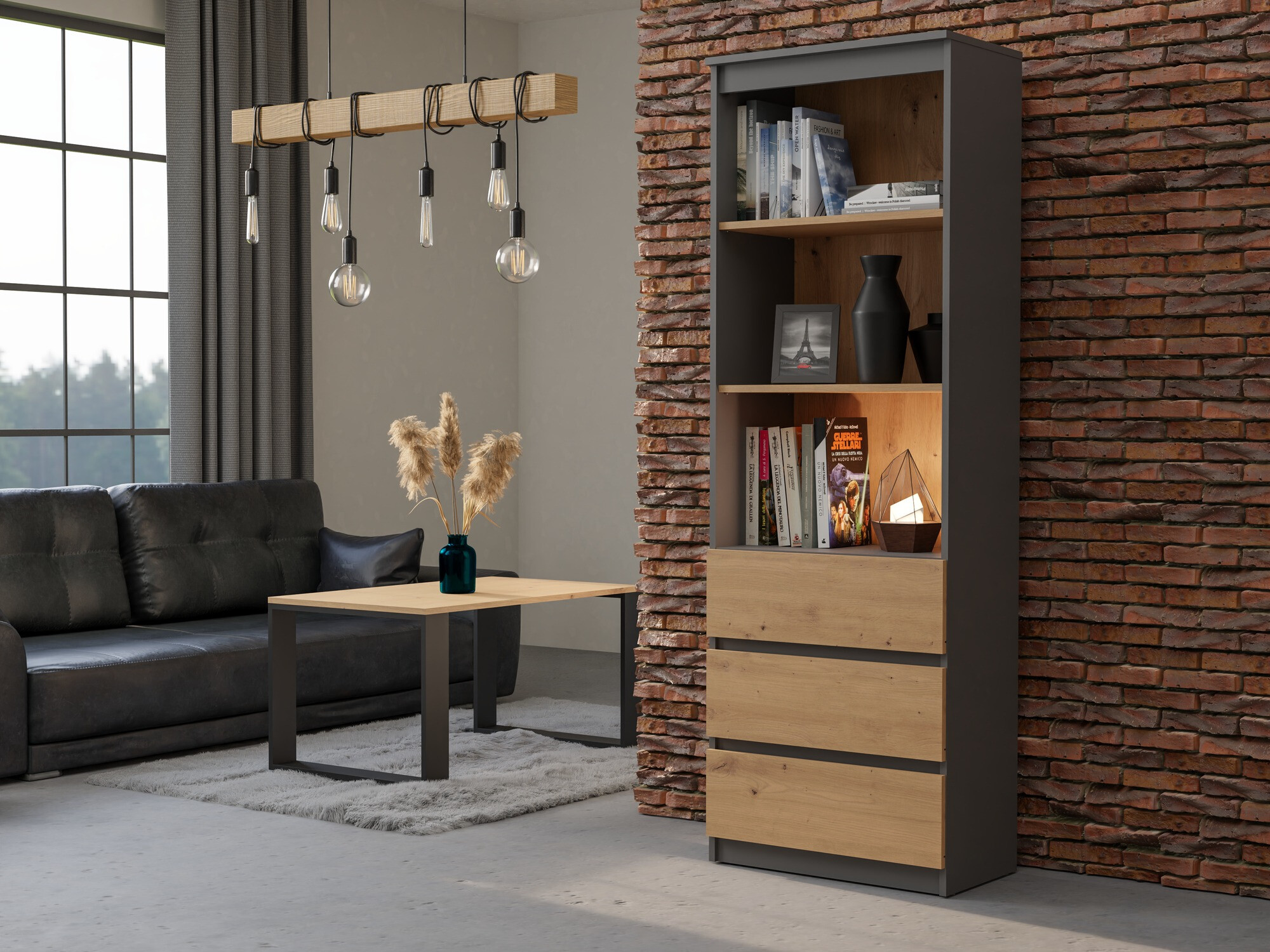 Étagère Mandeville 246 (Anthracite + Chêne Artisan)