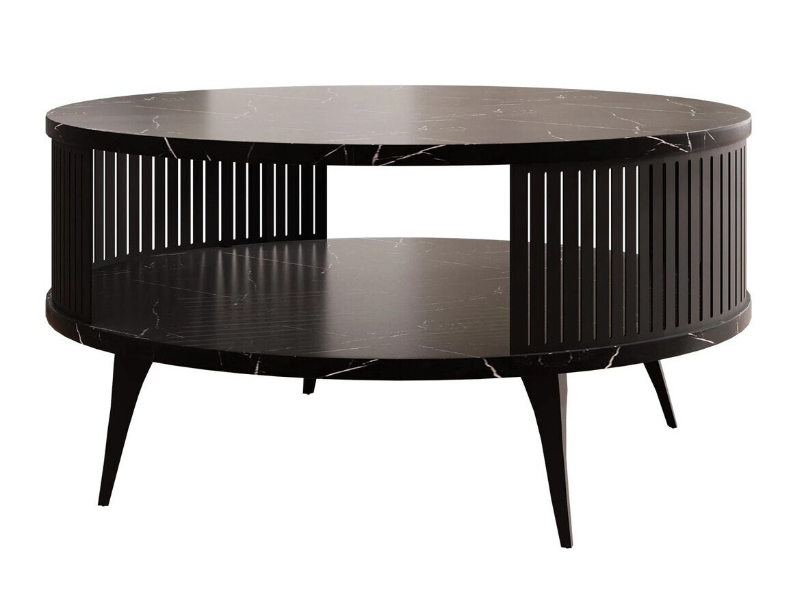 Table basse Vitum (Noir + Marbre noir)