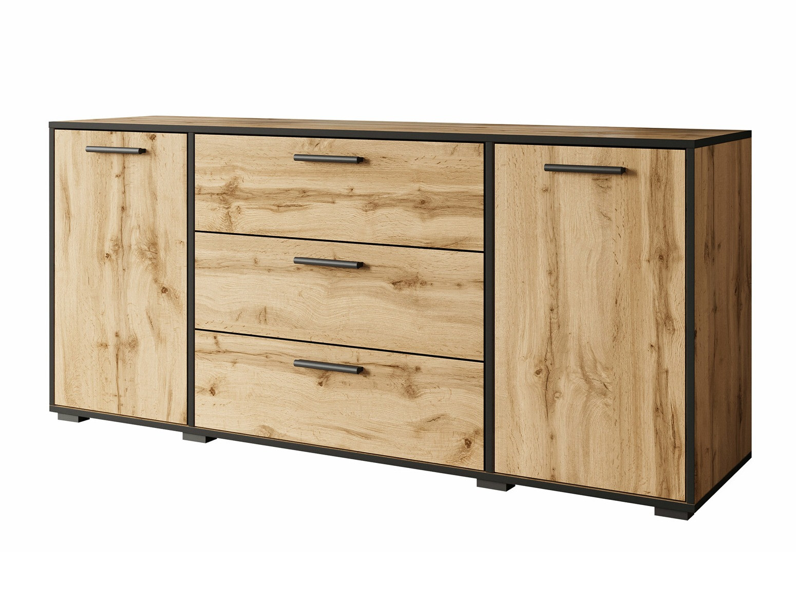 Commode Sarasota 174 (Noir + Chêne wotan)