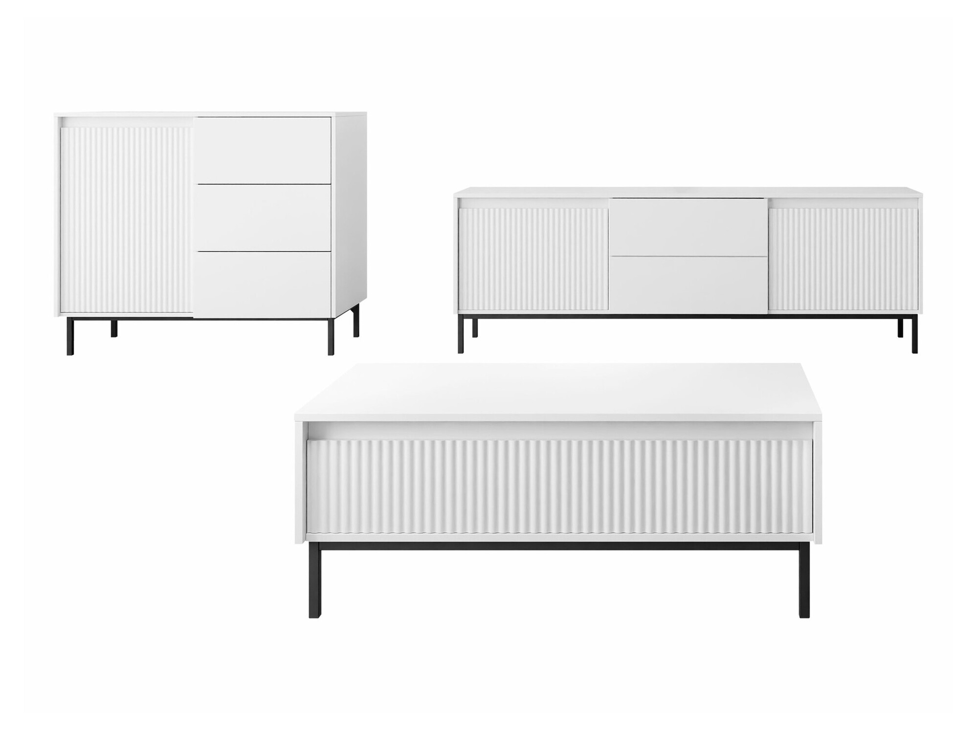 Ensemble de salon Comfivo Delruva II (Blanc)