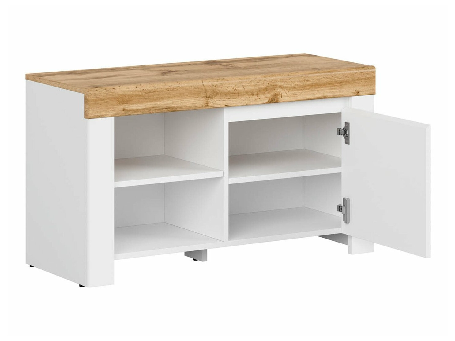 Meubles à chaussures Sonsoru 118 (Blanc + Blanc brillant + Chêne wotan)