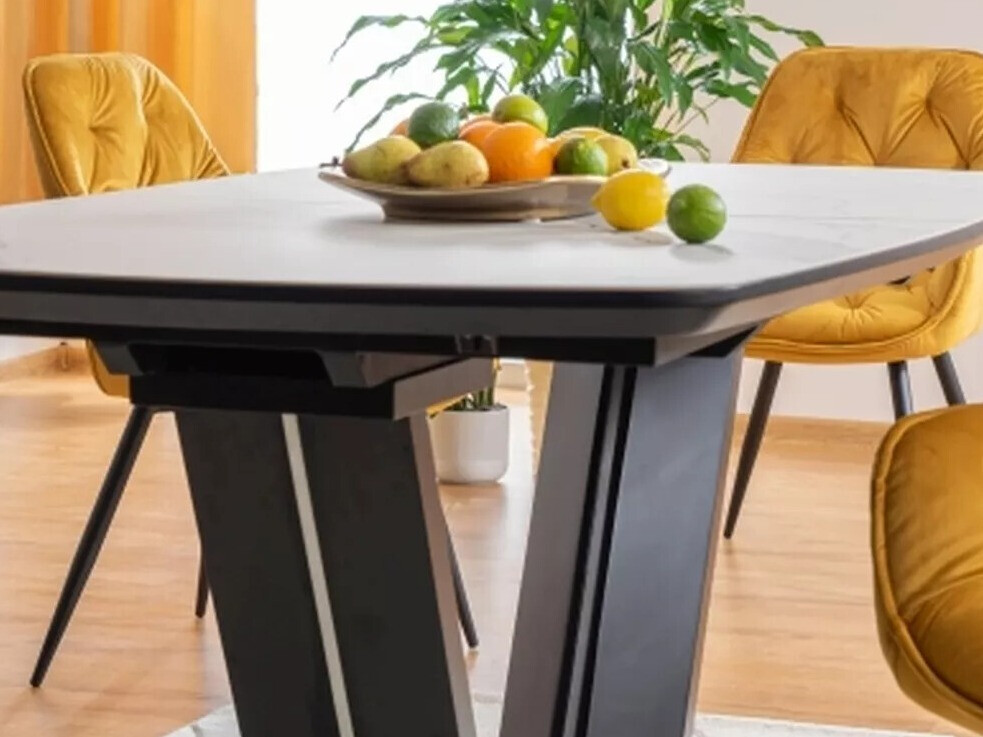 Table Detroit 116 (Marbre blanc + Noir)