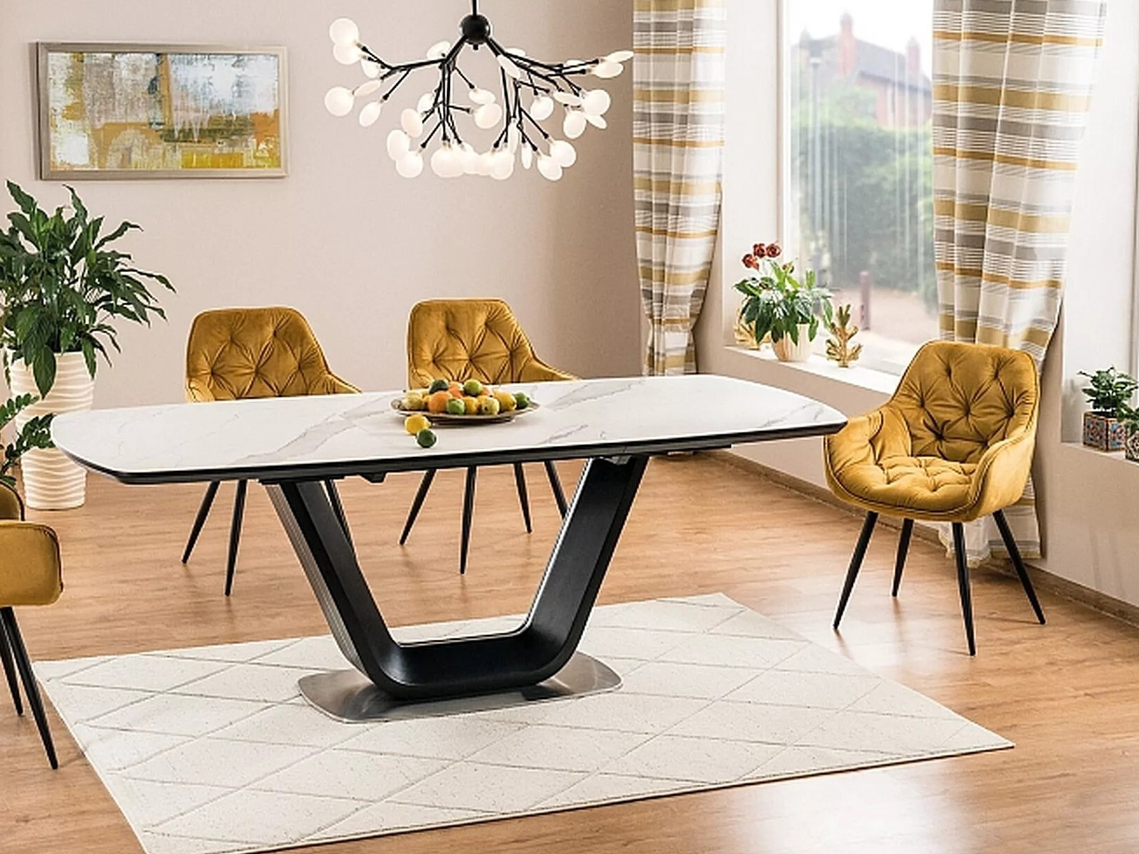 Table Detroit 116 (Marbre blanc + Noir)