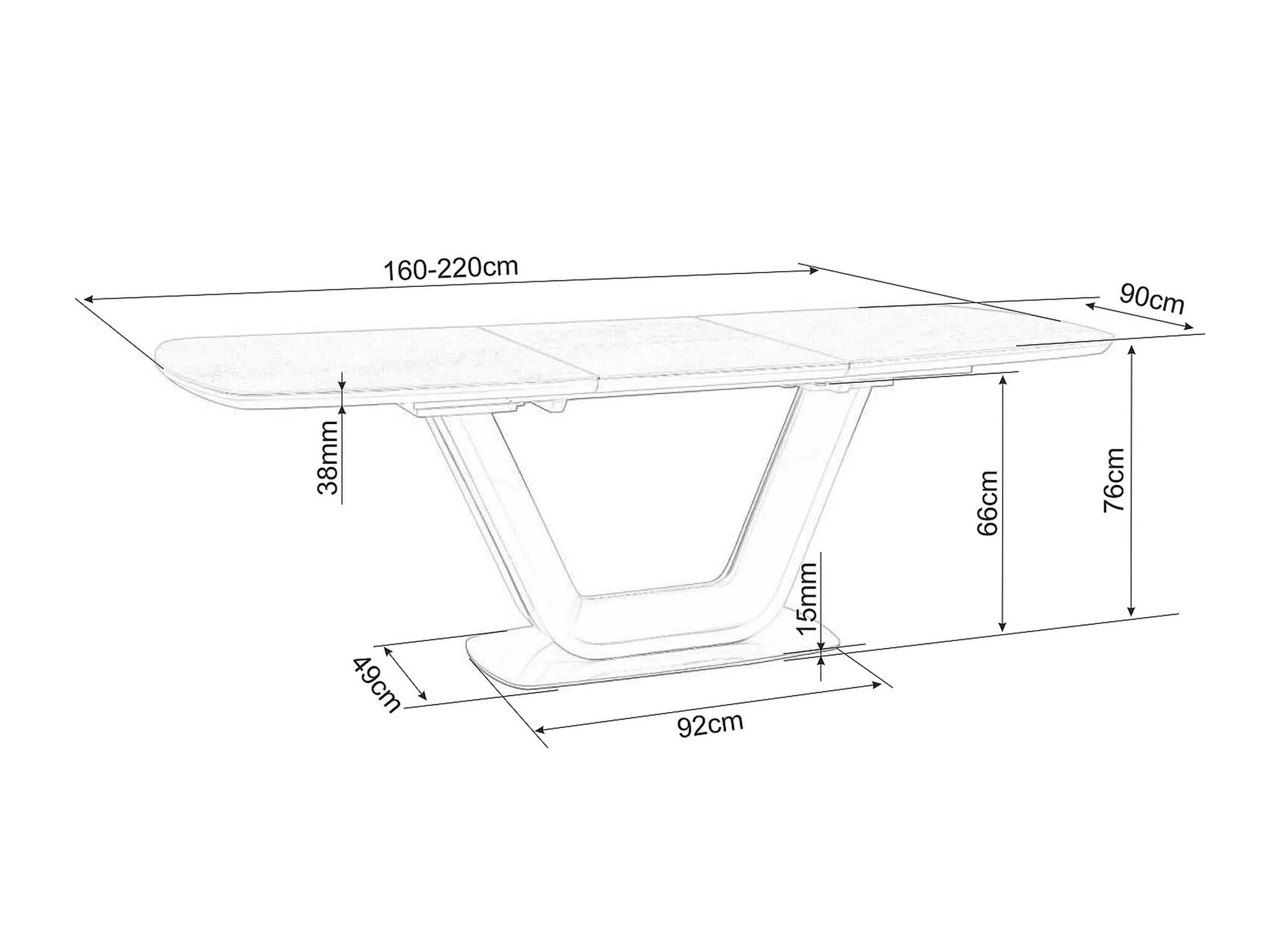 Table Detroit 116 (Marbre blanc + Noir)