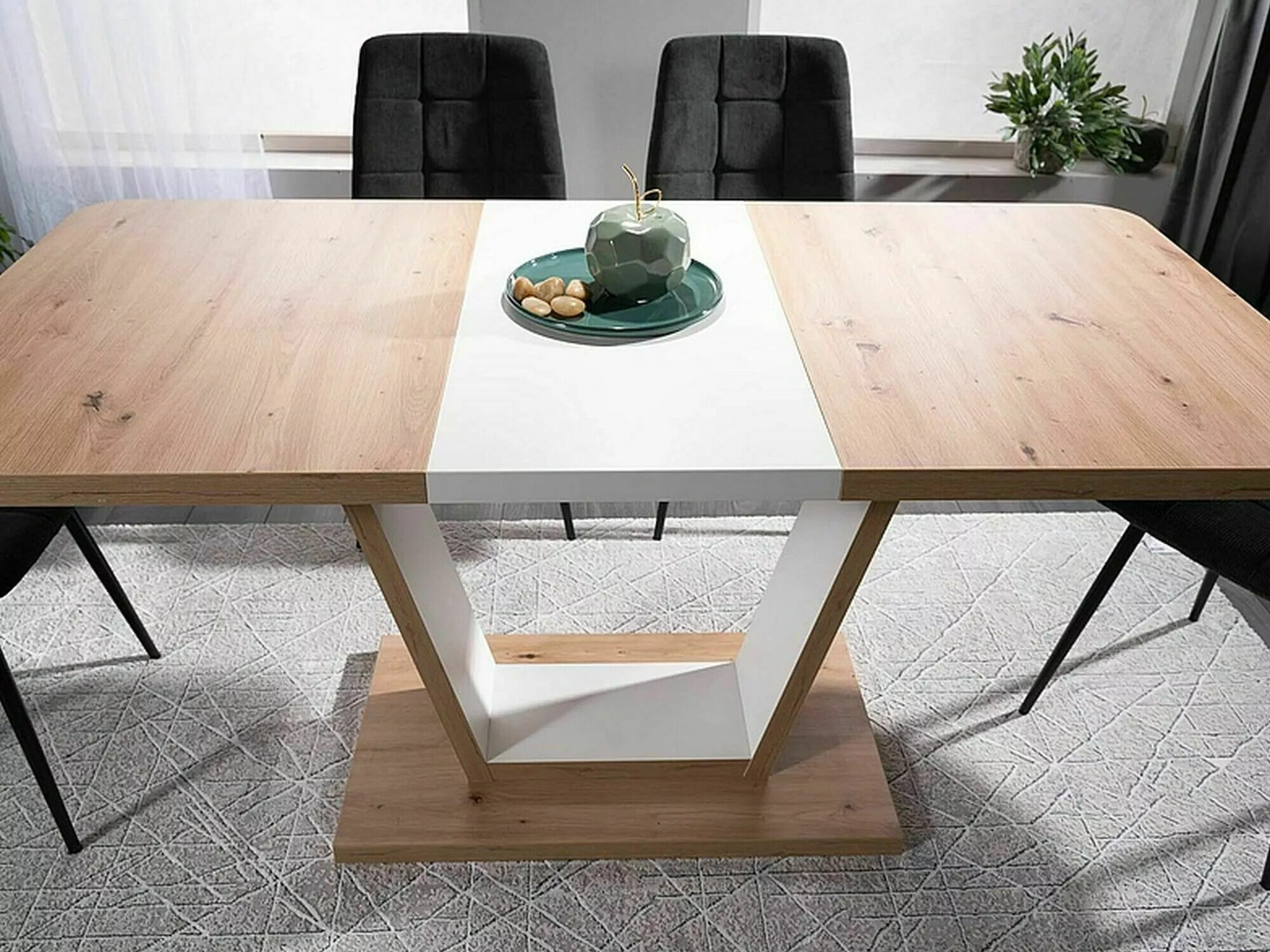 Table Detroit 135 (Chêne Artisan + Blanc)