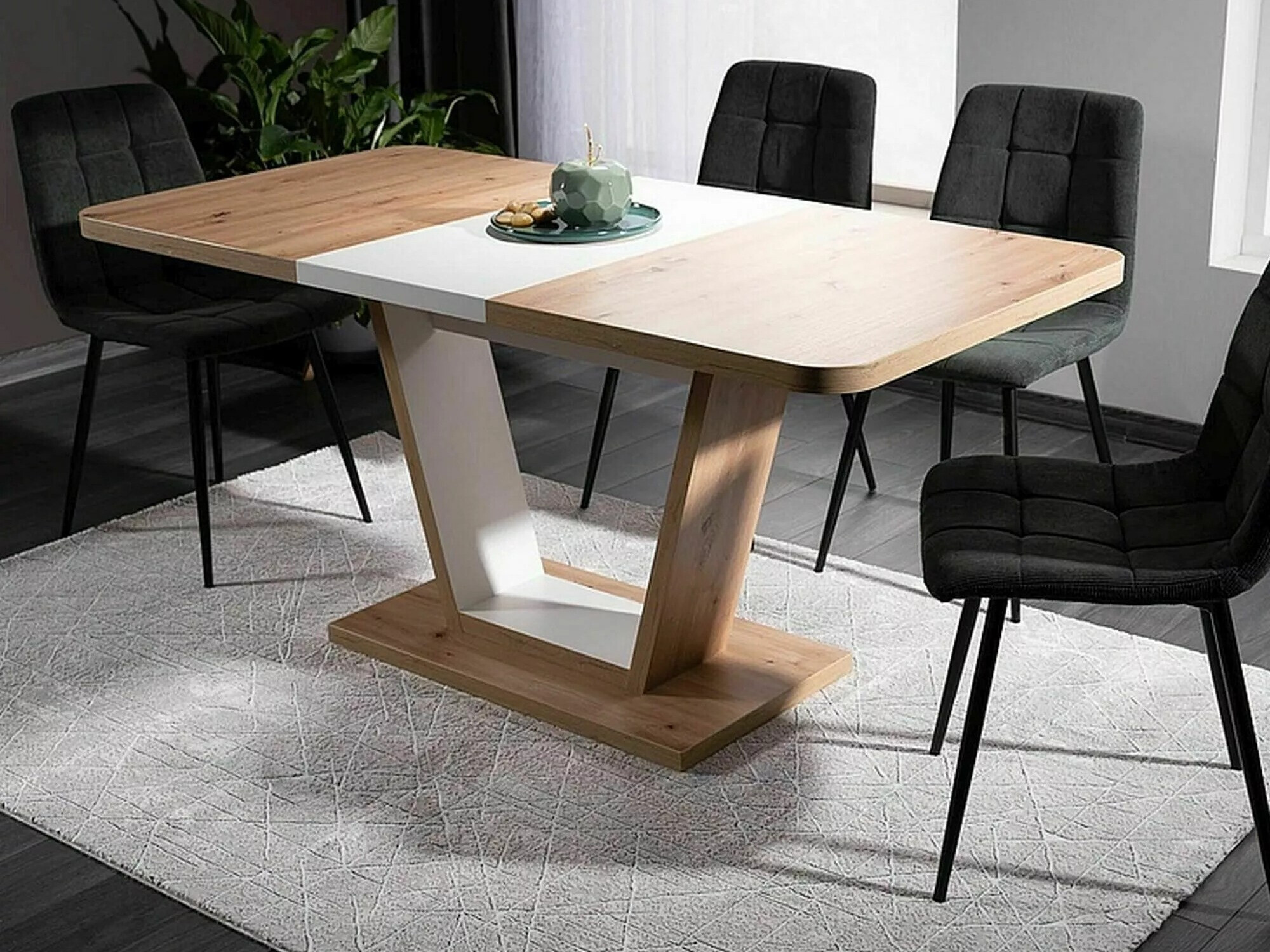Table Detroit 135 (Chêne Artisan + Blanc)