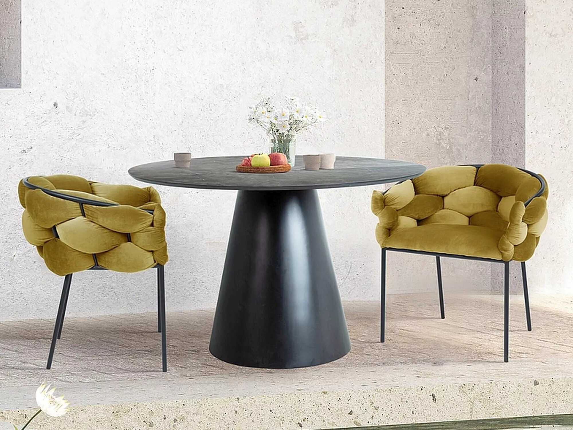 Table Detroit 137 (Marbre gris + Noir)