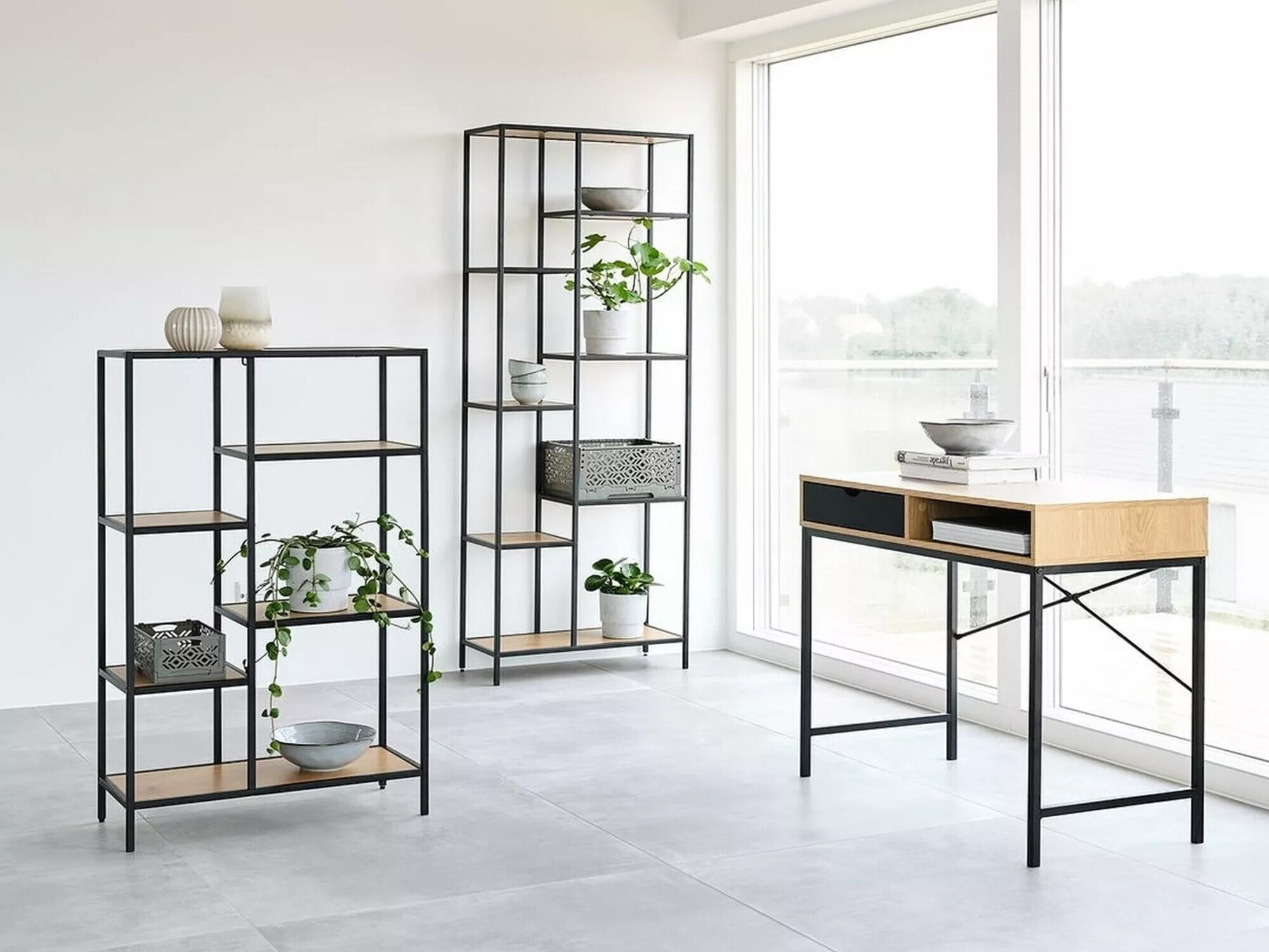 Étagère Detroit 166 (Noir + Chêne)