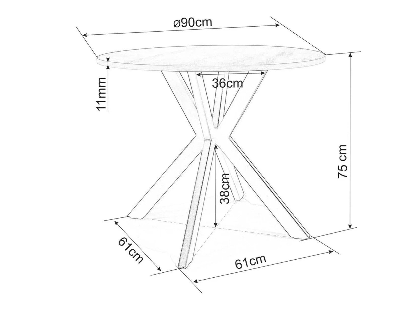 Table Detroit 271 (Marbre gris)
