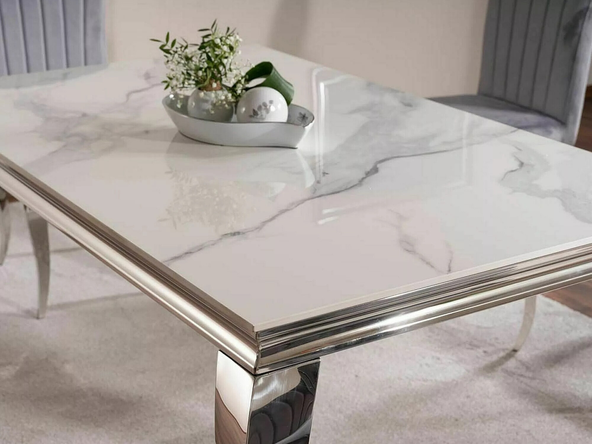 Table Detroit 325 (Argent + Marbre blanc)