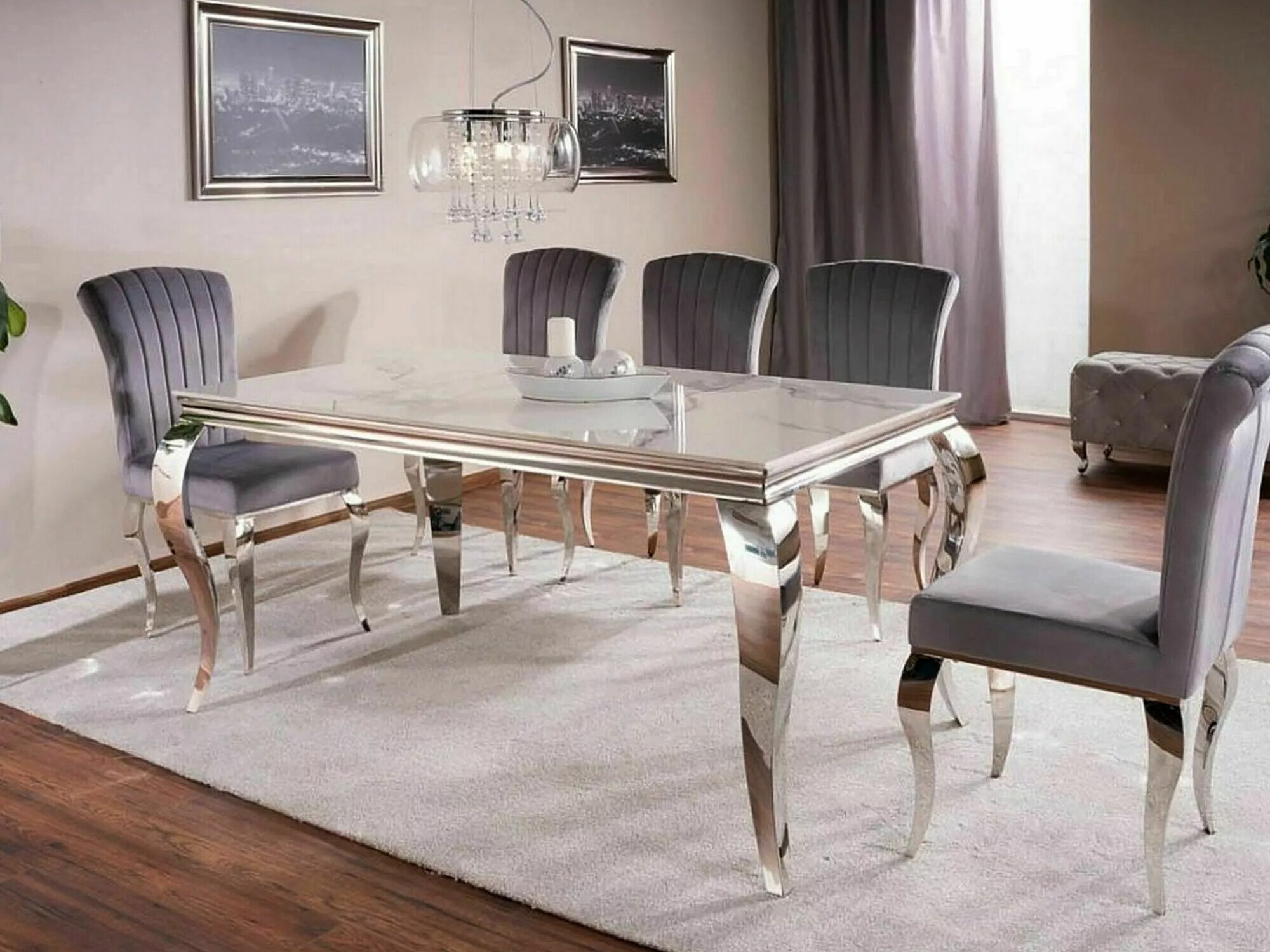 Table Detroit 325 (Argent + Marbre blanc)
