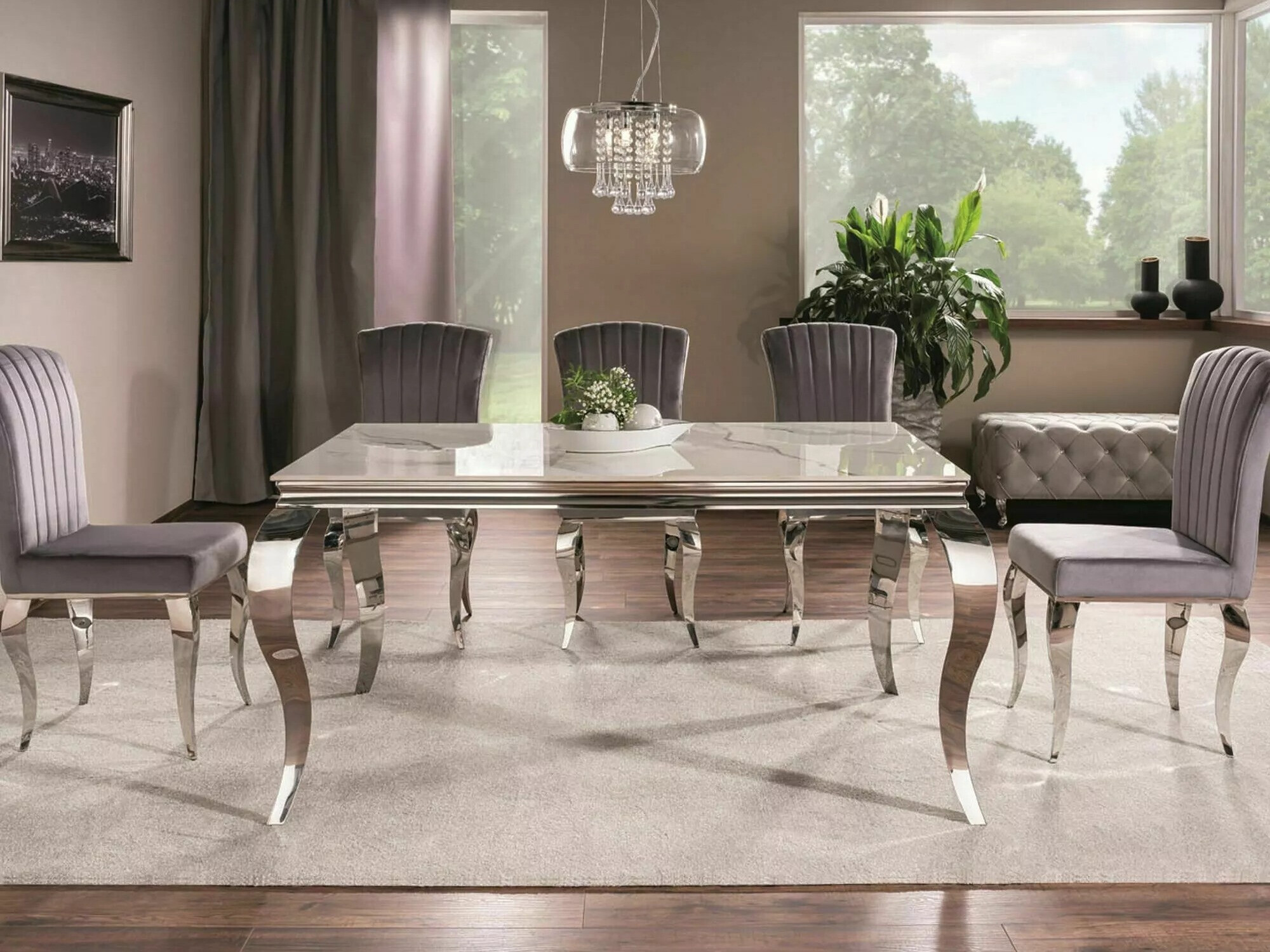 Table Detroit 325 (Argent + Marbre blanc)