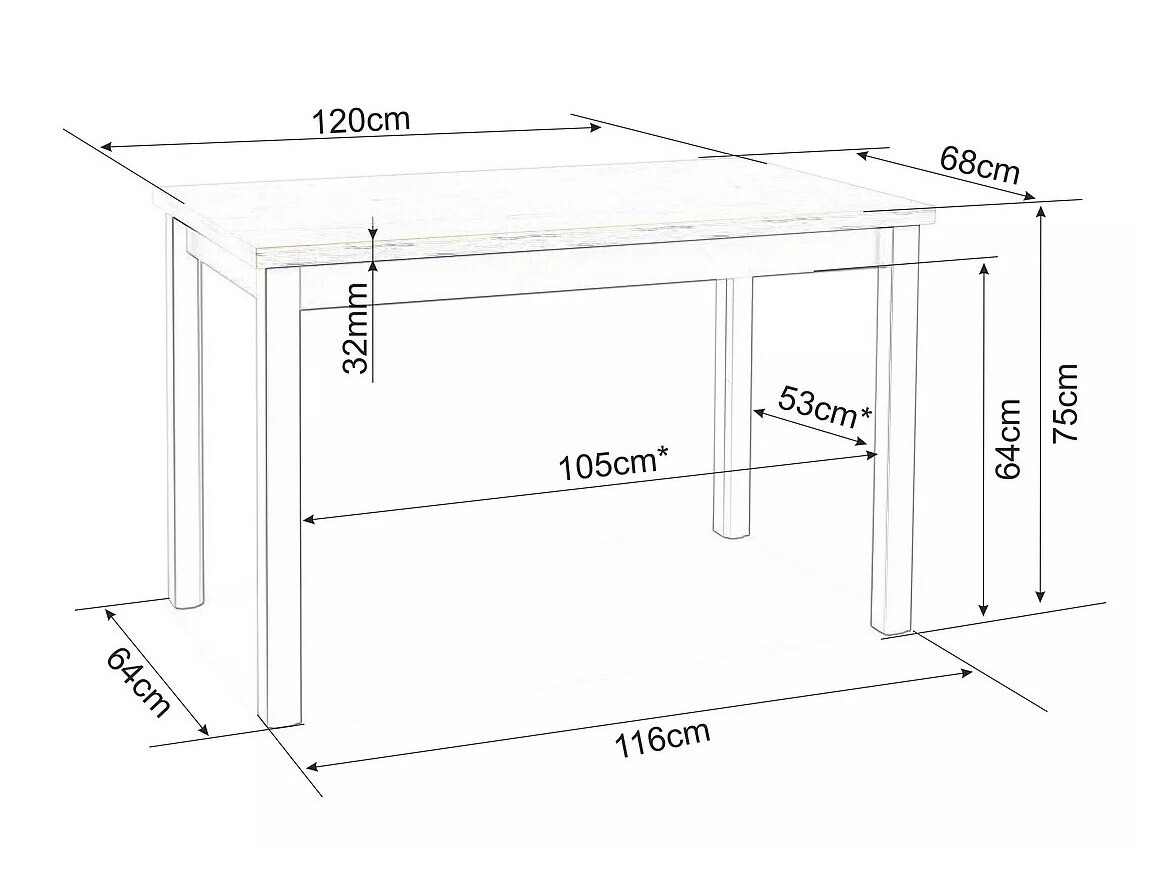 Table Detroit 345 (Chêne lancelot + Blanc)