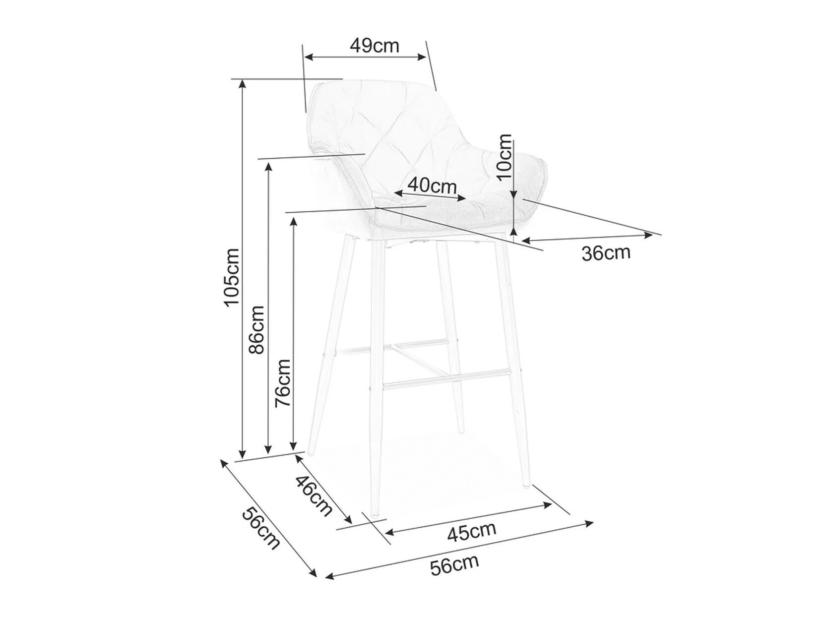 Chaise de bar Detroit 360 (Gris)