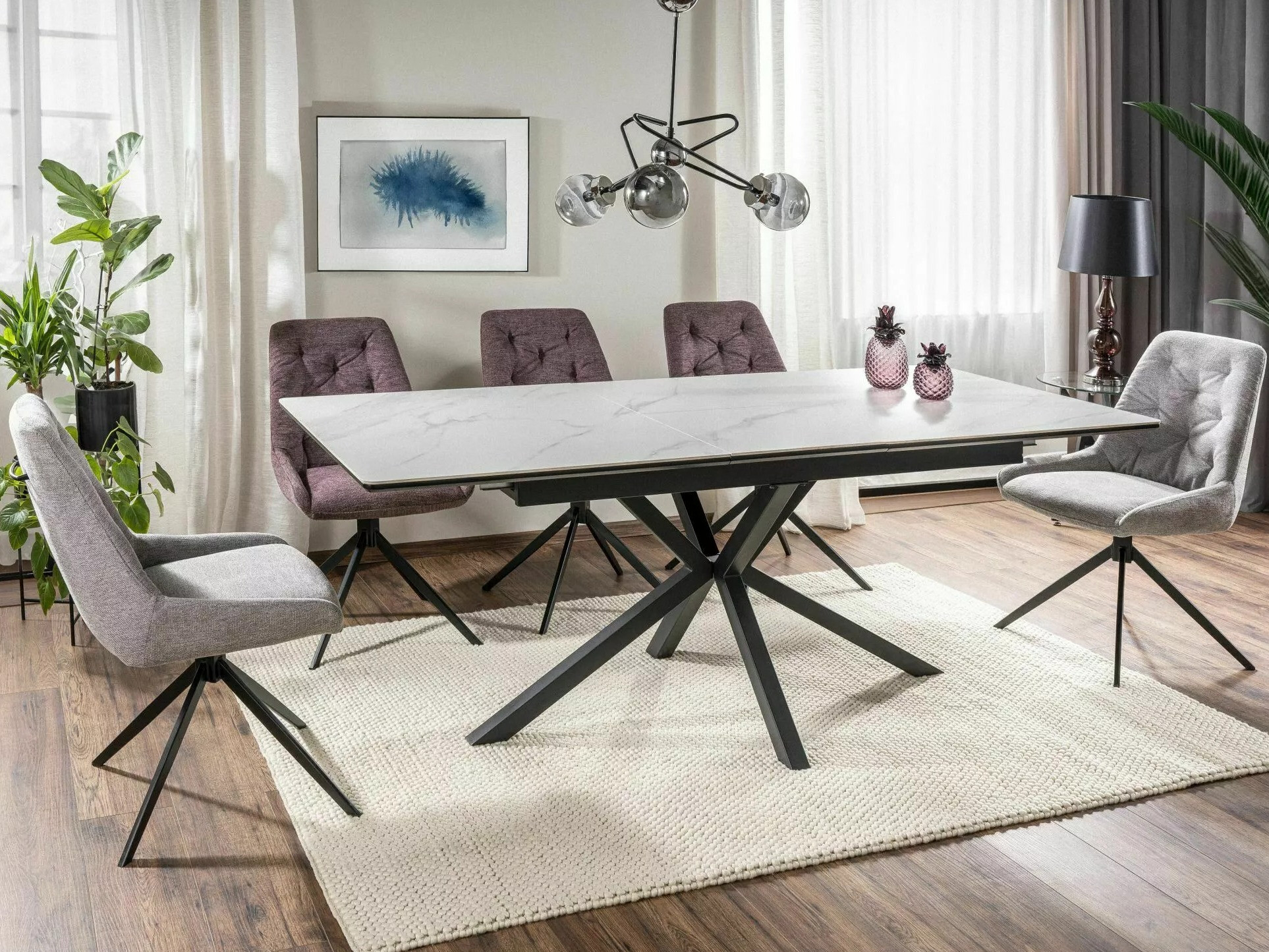 Table Detroit 374 (Marbre blanc + Noir)