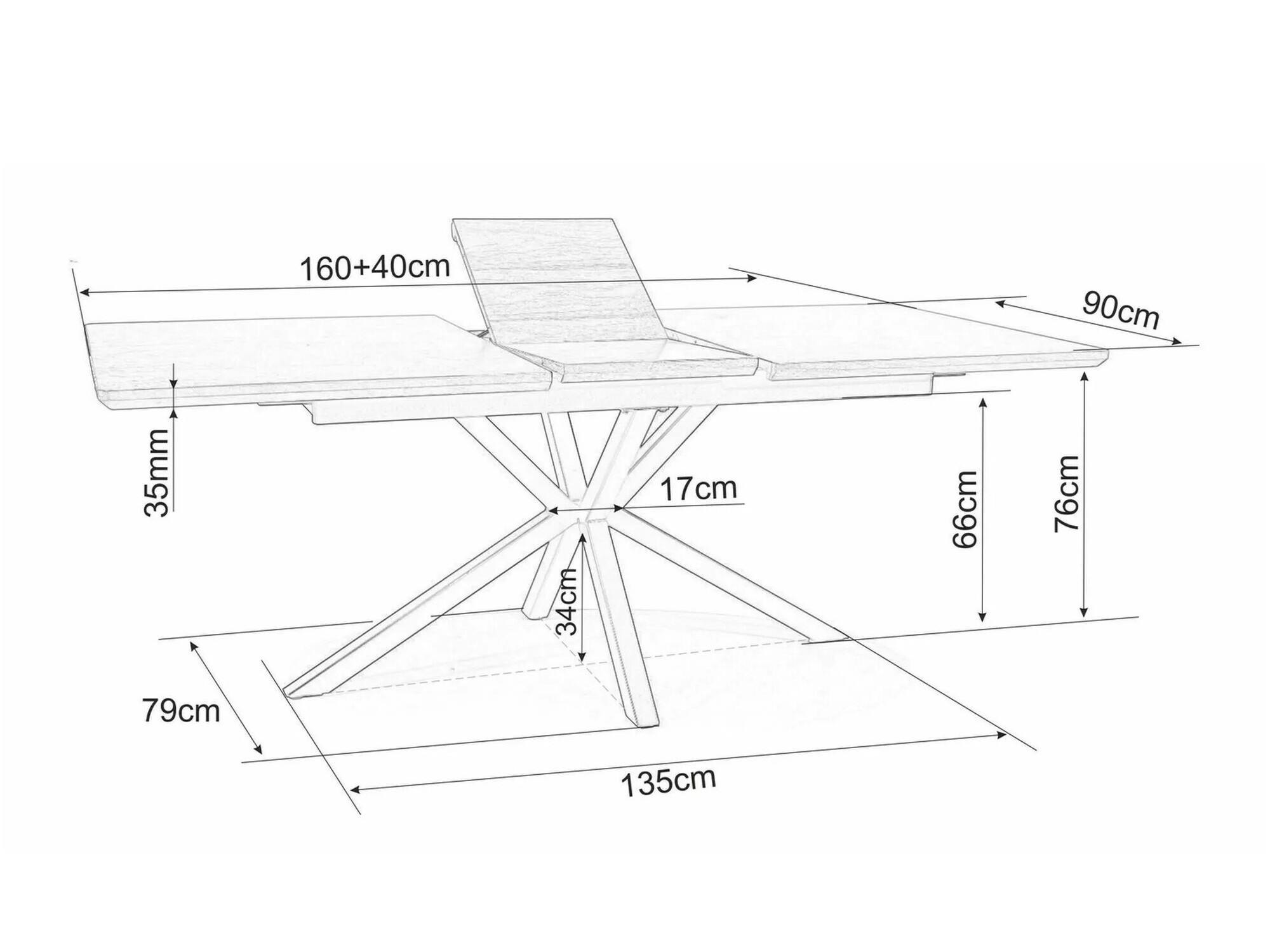 Table Detroit 374 (Noyer + Noir)