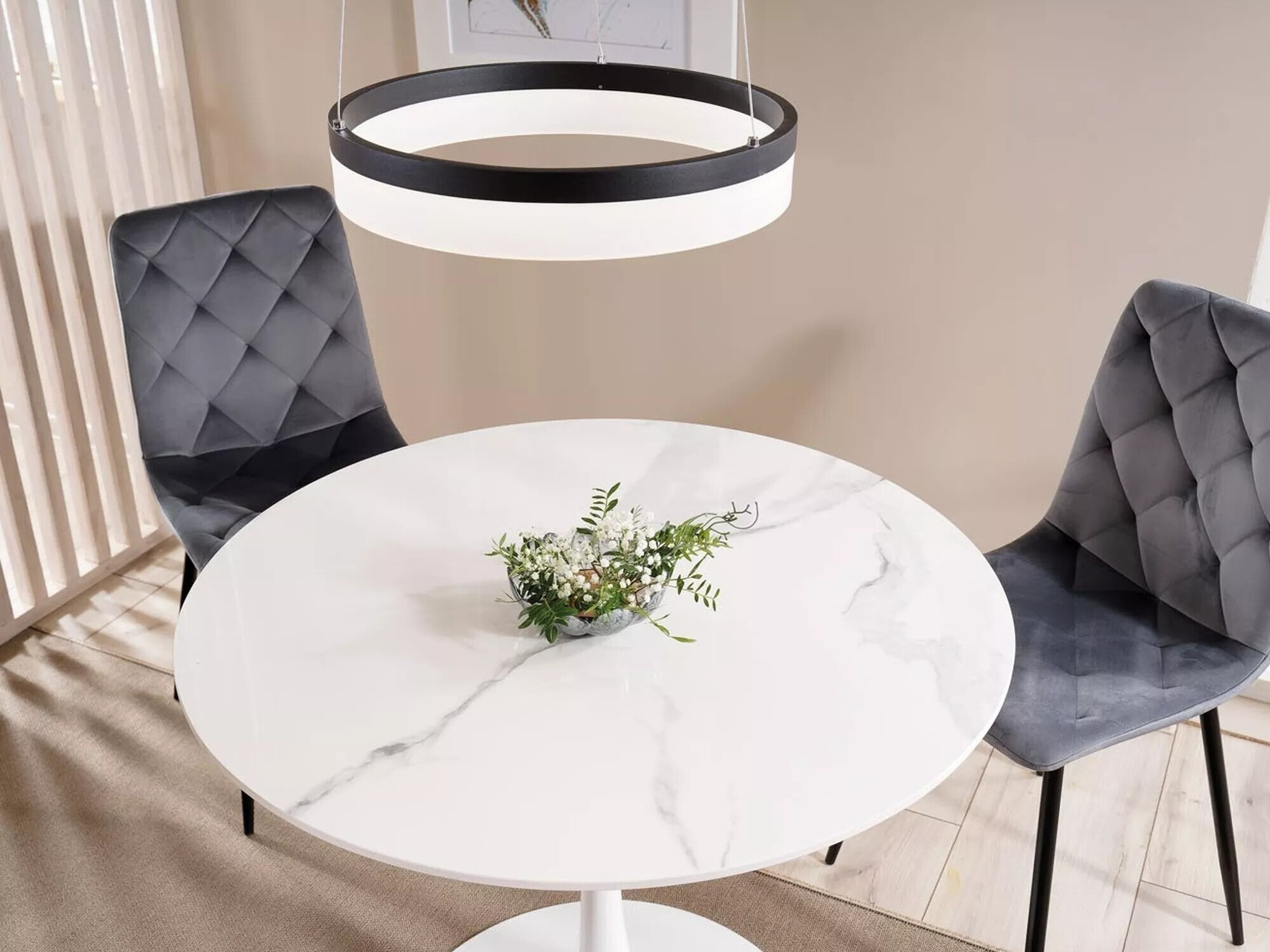 Table Detroit 378 (Marbre blanc + Blanc)