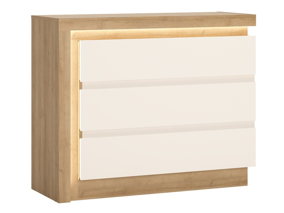 Commode Feldeli 108 (Riviera chêne + Blanc brillant)