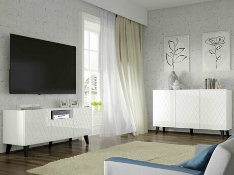 Ensemble de salon Melmoro 106 (Blanc brillant + Noir)