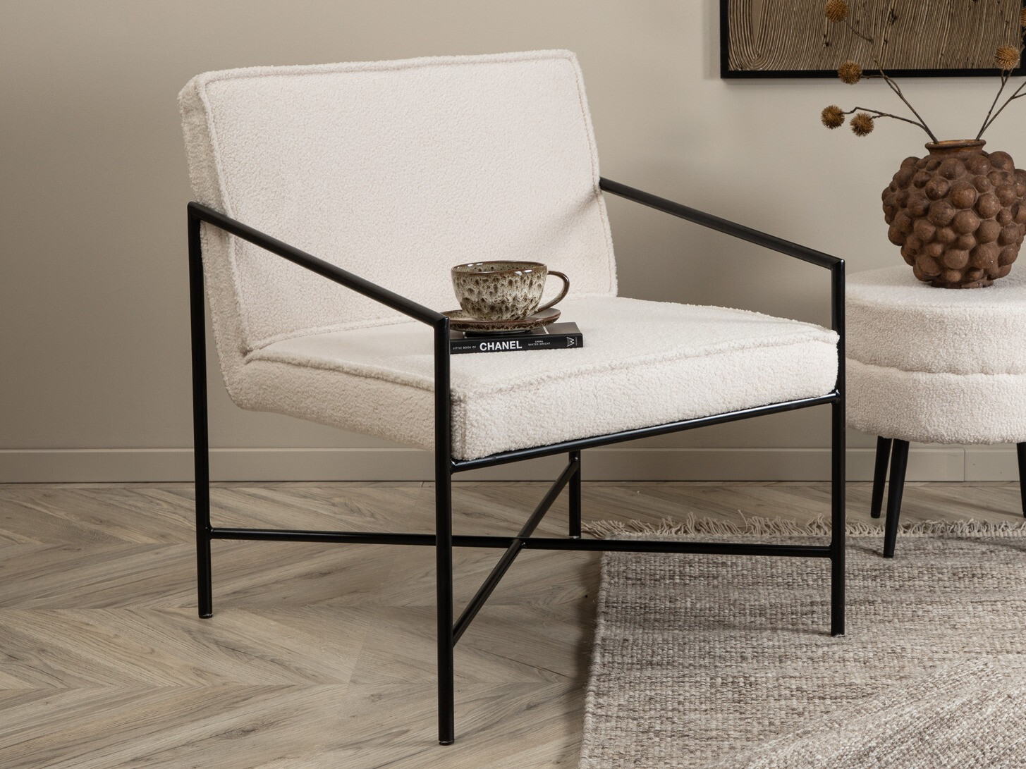 Fauteuil Dallas 1707 (Crème + Noir)